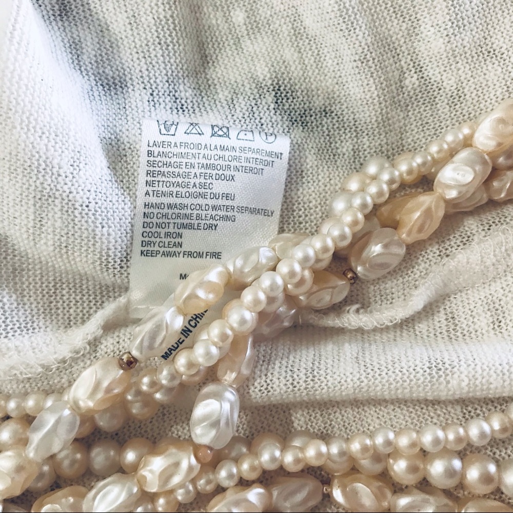 MAJE Ivory Linen Tank With 3D Design Black Trim - Picture 8 of 8